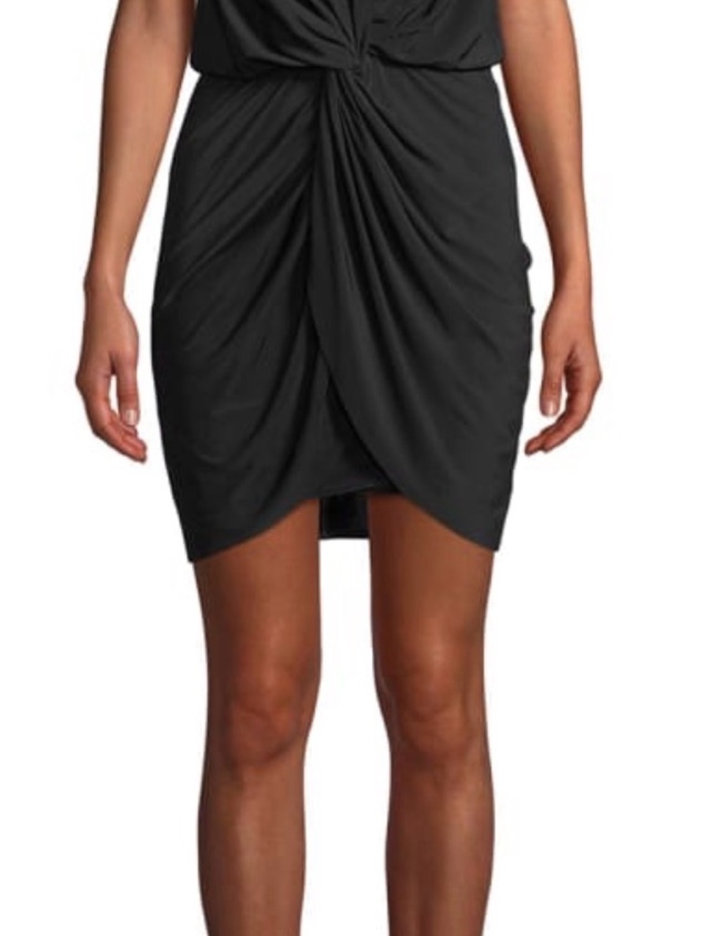 Black Twist Front Tulip Hem Mini Dress